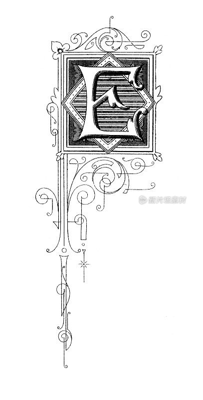 19世纪雕刻的字母E