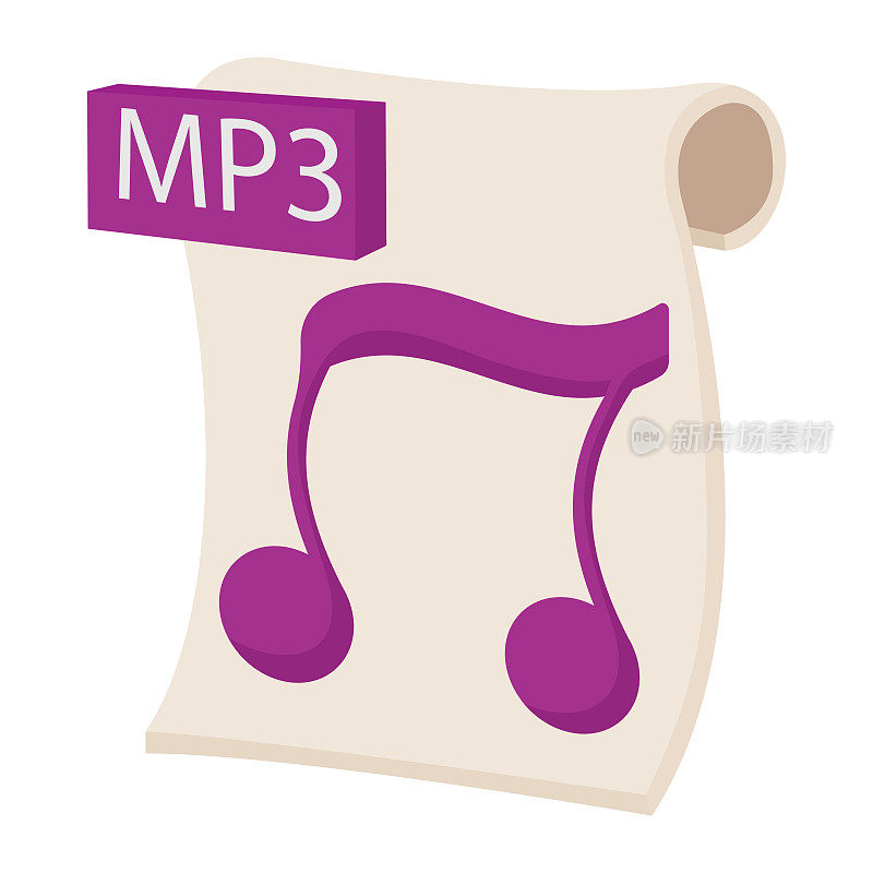 MP3音频文件扩展图标，卡通风格