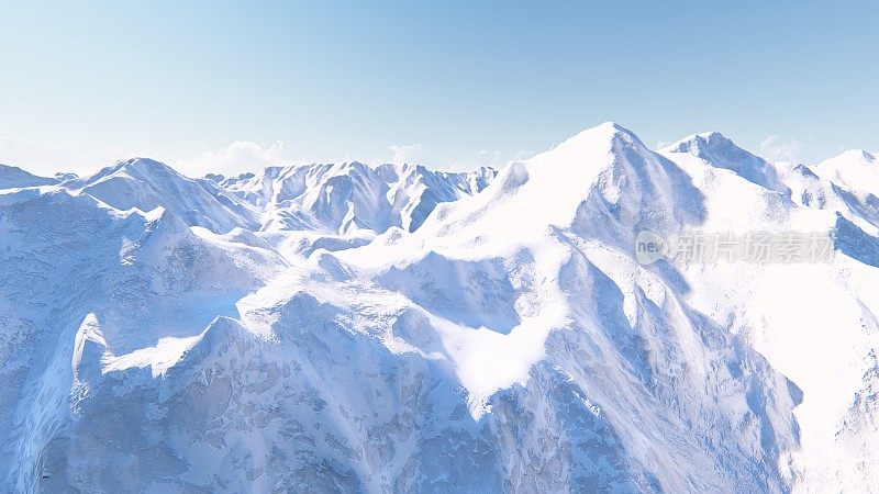 巨大的雪山3D渲染