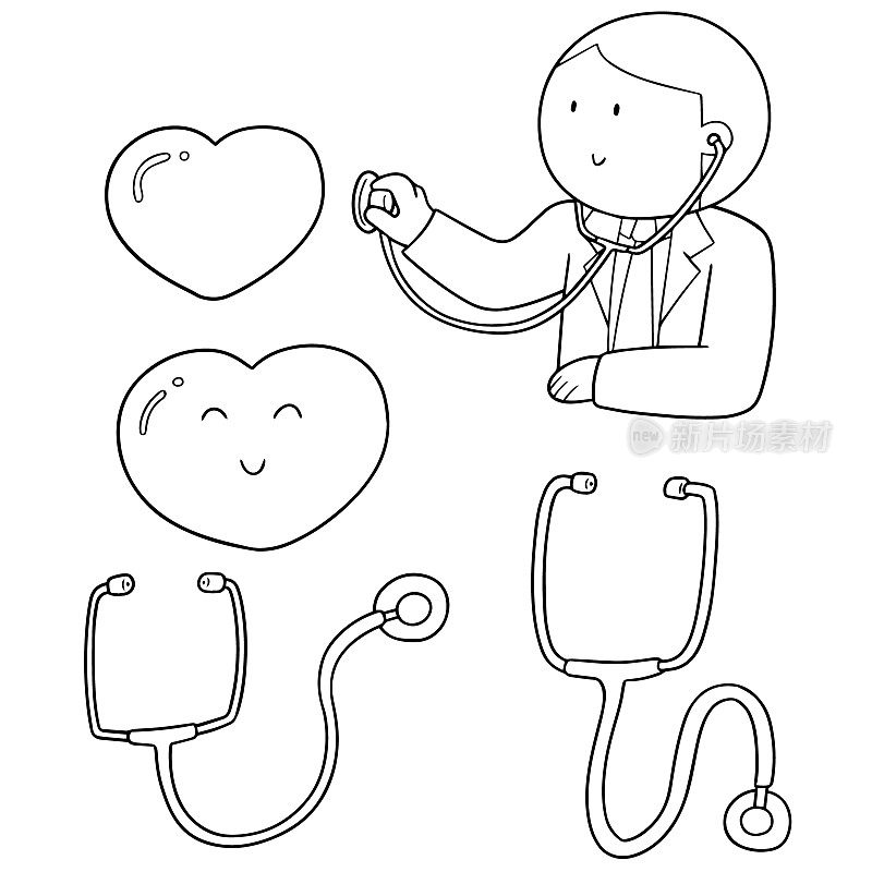 医生，听诊器和心脏