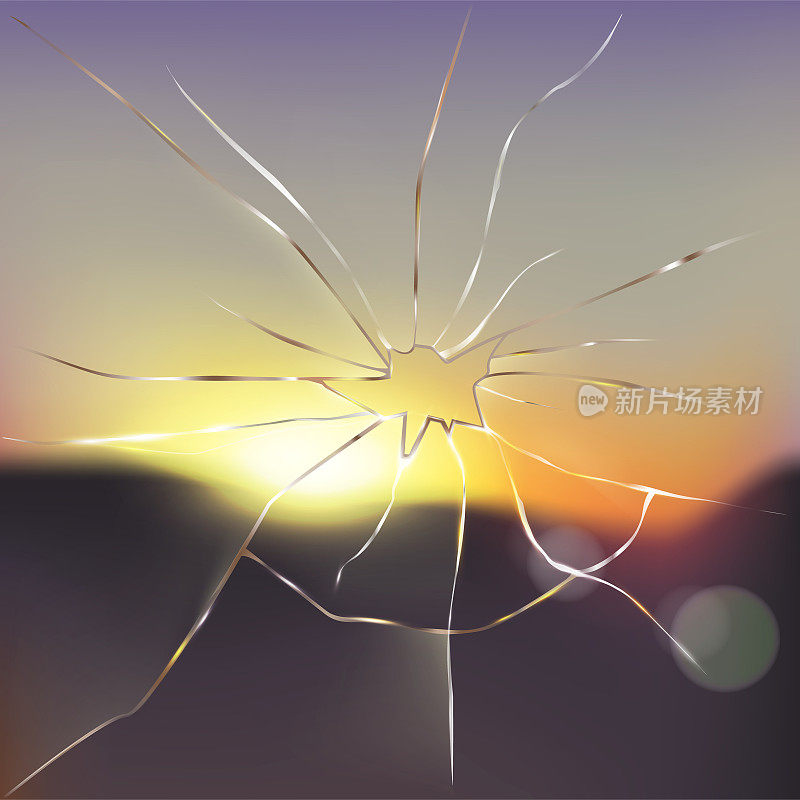 破碎和破碎的窗户玻璃现实向量