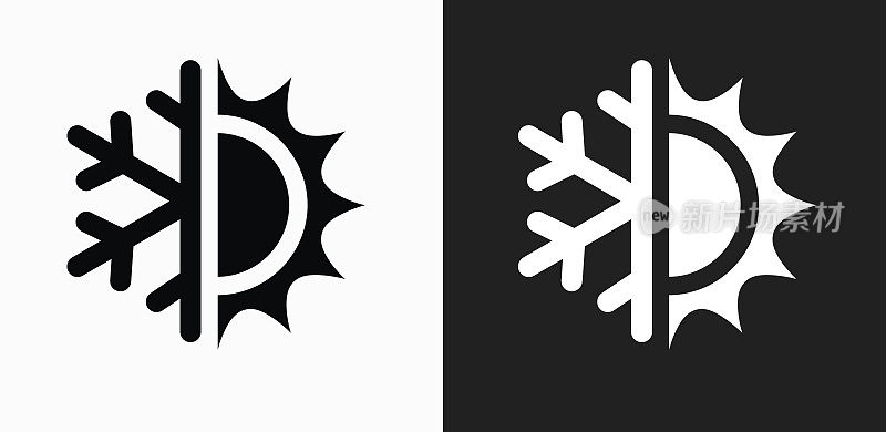 热和冷图标上的黑色和白色矢量背景