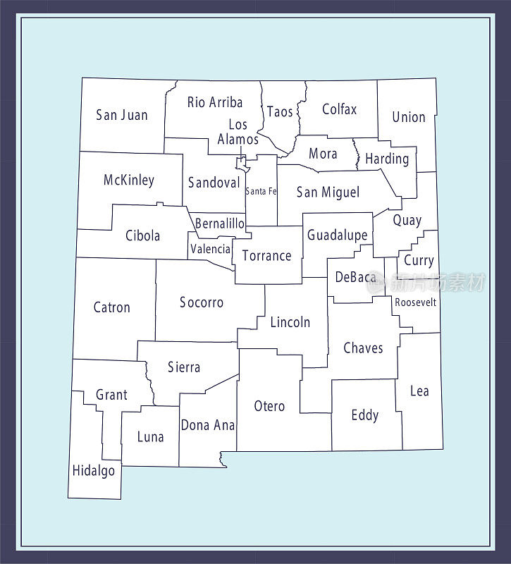 新墨西哥县地图可打印