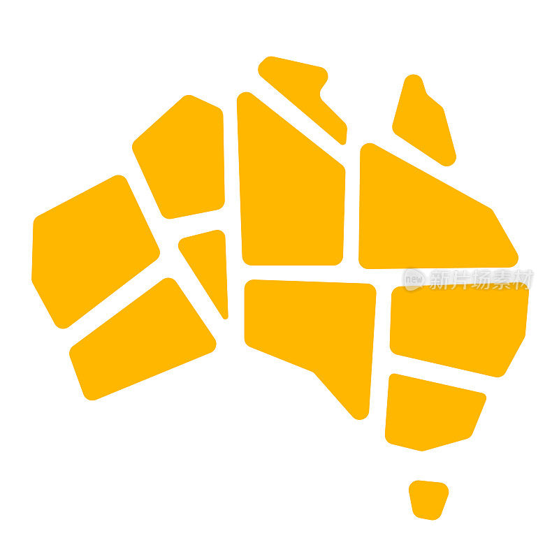 澳大利亚地图被分割成不同的部分