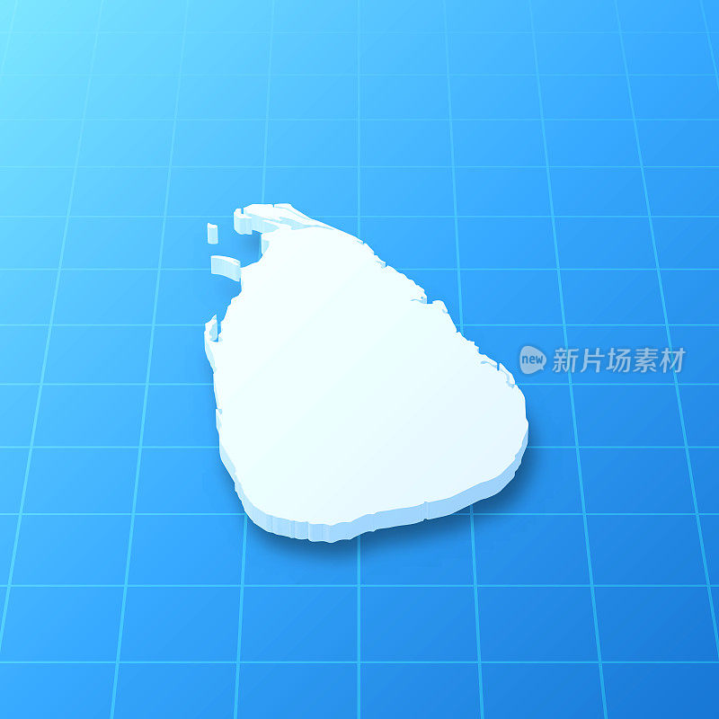 斯里兰卡3D地图上的蓝色背景