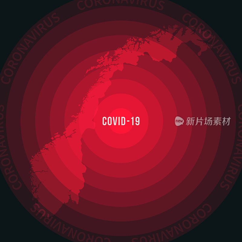 挪威的COVID-19传播地图。冠状病毒爆发