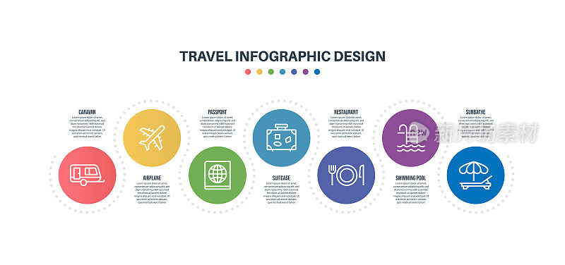 信息图表设计模板与旅游关键字和图标