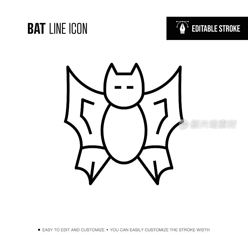 蝙蝠线图标-可编辑的笔触