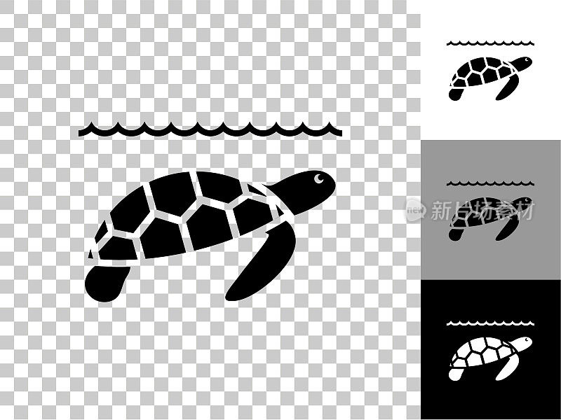 海龟图标在棋盘上透明的背景