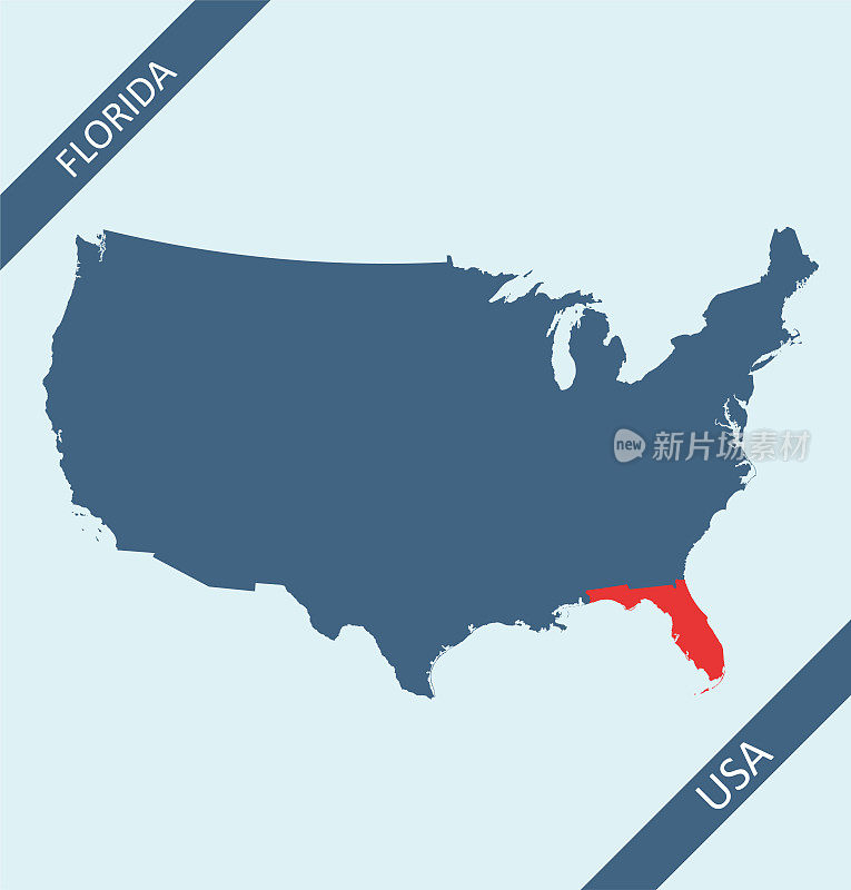 美国地图上的佛罗里达州