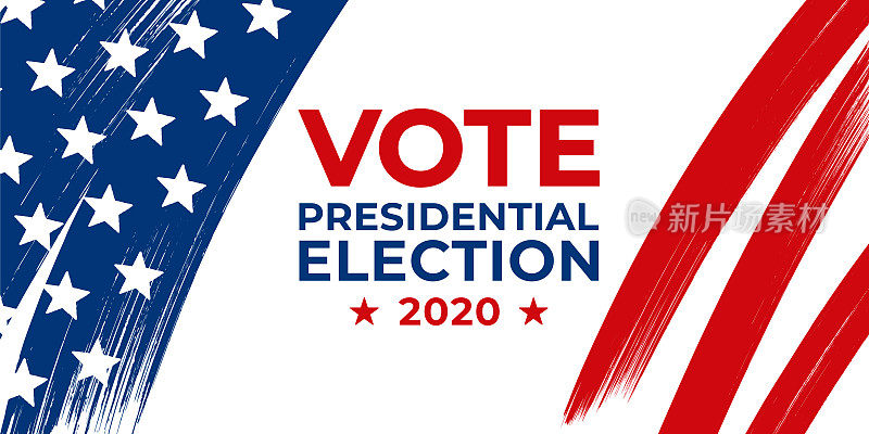 美国2020年总统大选。投票日，11月3日。美国大选。爱国的美国元素。海报、卡片、横幅和背景。矢量插图。