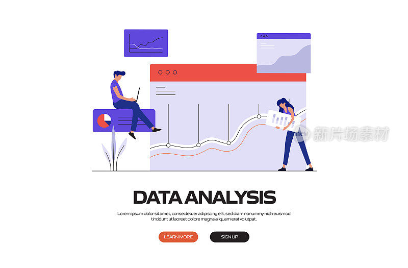 数据分析概念矢量插图网站横幅，广告和营销材料，在线广告，业务演示等。