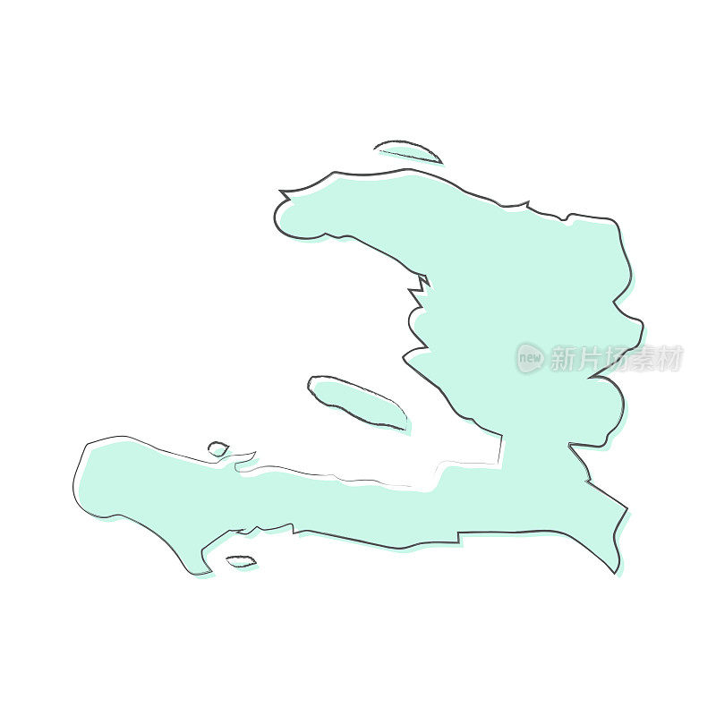 海地地图手绘在白色的背景-时尚的设计