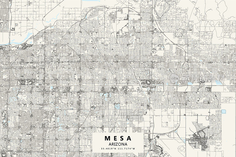 Mesa，亚利桑那州矢量地图