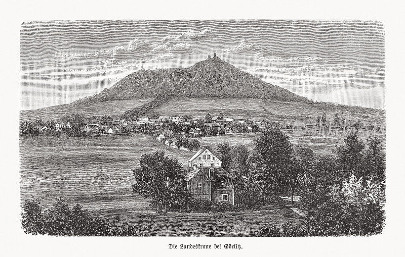 德国萨克森州兰德斯克朗山，木刻，1893年出版