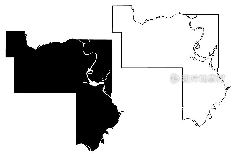 俄克拉荷马州马斯科吉县(美国马斯科吉县，美国，美国)地图矢量插图，马斯科吉速写地图