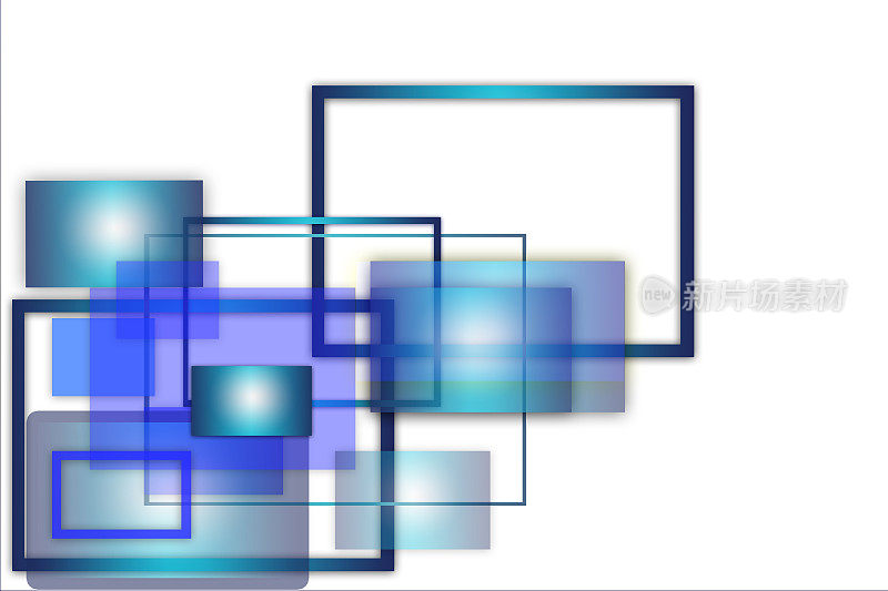 抽象的蓝色阴影矩形形状上的白色背景。未来技术现代旗帜设计。