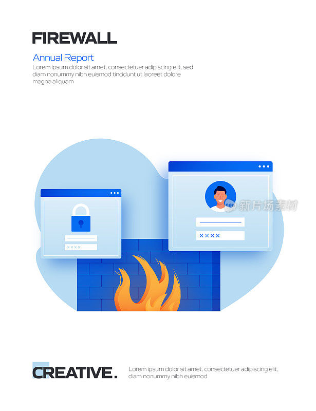 防火墙相关卡通风格平面设计矢量插图