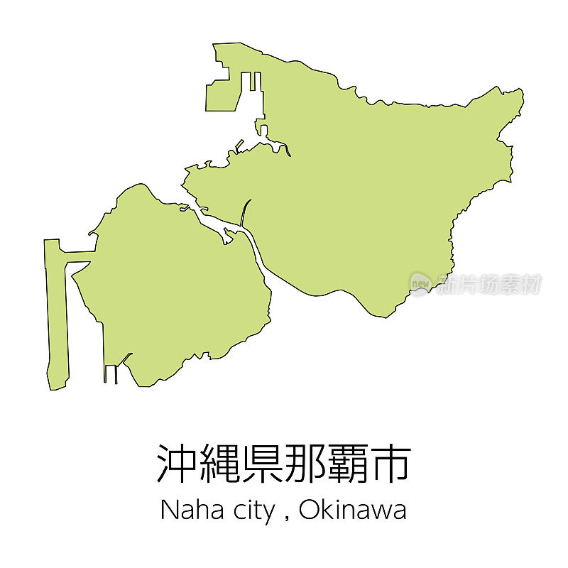 日本冲绳县那霸市地图。翻译:冲绳县那霸市。
