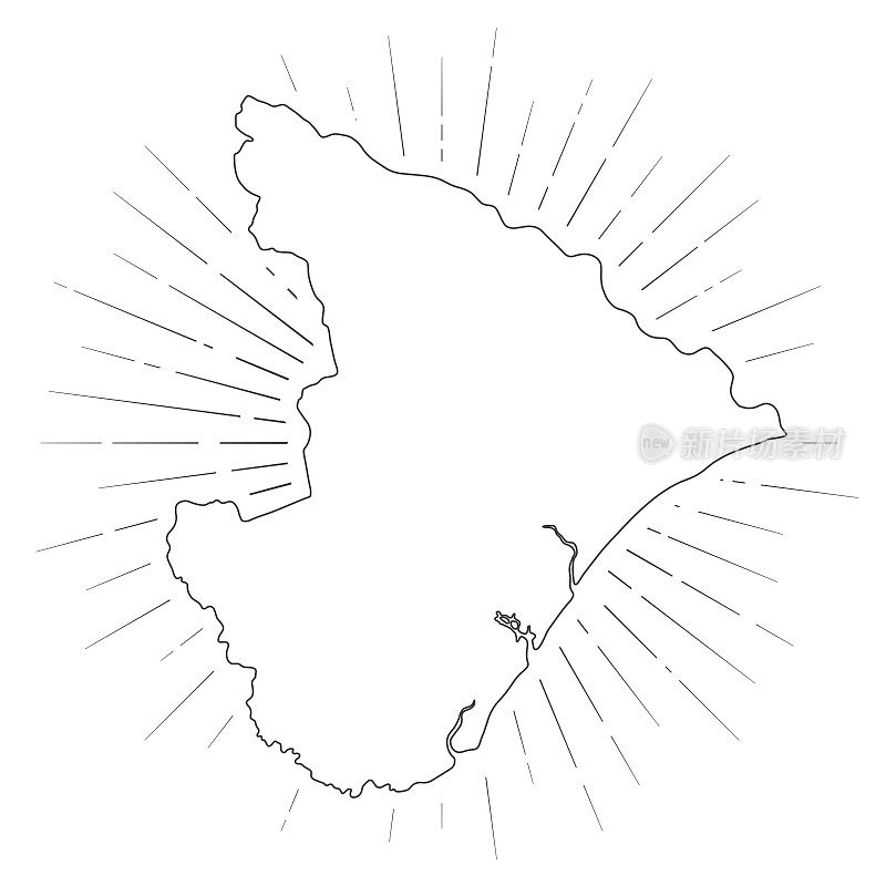 塞尔维亚地图与阳光在白色的背景
