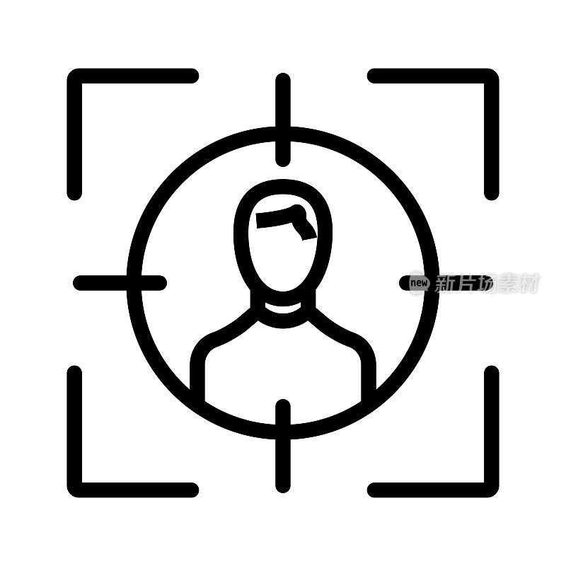 目标观众线图标,轮廓符号矢量插图