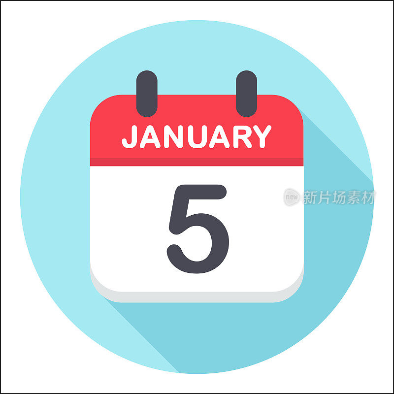 1月5日-日历图标-圆形