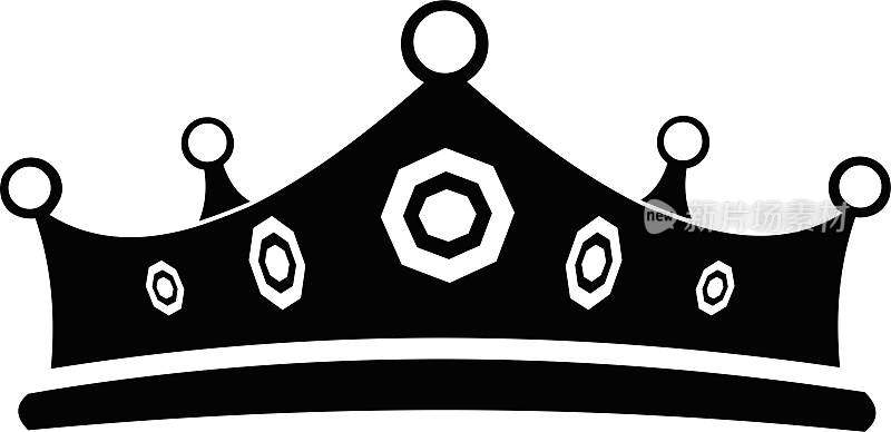 矢量插图的剪影的一个皇冠在黑色和白色