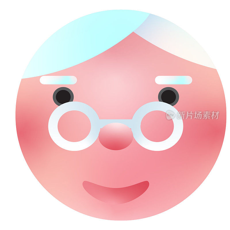 圣诞3D应用程序圣诞夫人的脸图标设计设置在明亮的梯度颜色