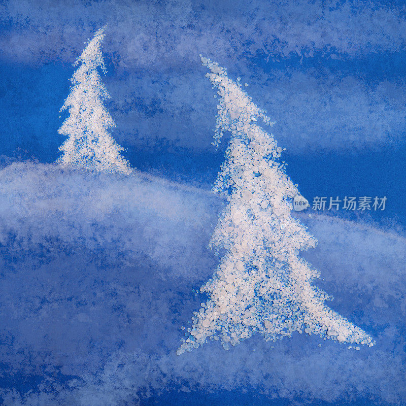 用蓝色的纸做的粗糙的海盐做的圣诞树