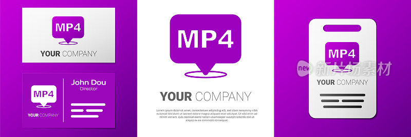 logo的MP4文件文档。下载mp4按钮图标孤立在白色背景上。MP4文件的象征。Logo设计模板元素。向量