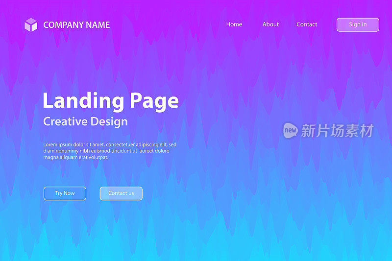 登陆页面模板-抽象背景与流行纹理-蓝色渐变