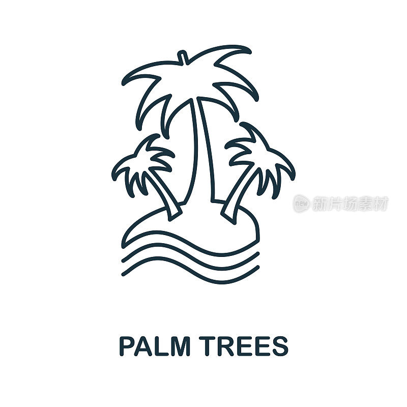 棕榈树图标。来自假期收藏的简单插图。创意棕榈树图标为网页设计，模板，信息图和更多