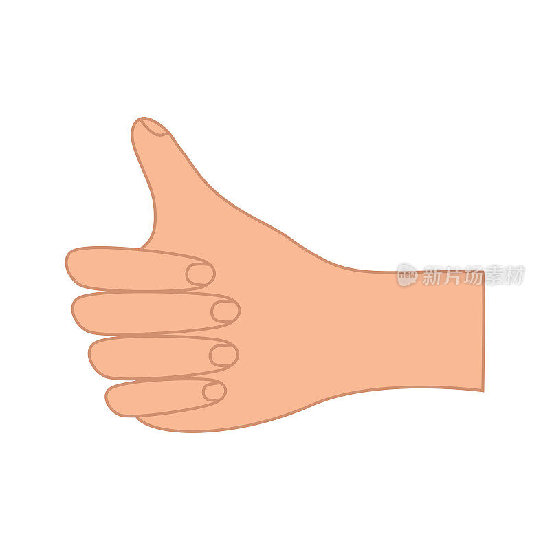 竖起大拇指，手势表示ok，同意，白色上隔离的矢量插图。