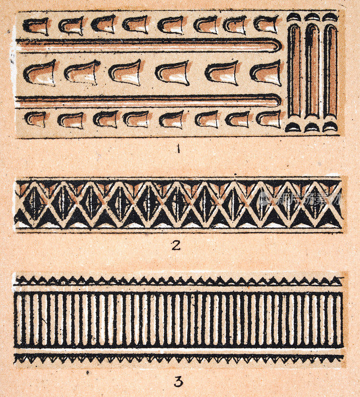 传统波利尼西亚图案的复古插画，19世纪