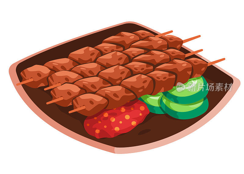 西施塔乌克塔乌克中东牛肉串烤架烤图画插图