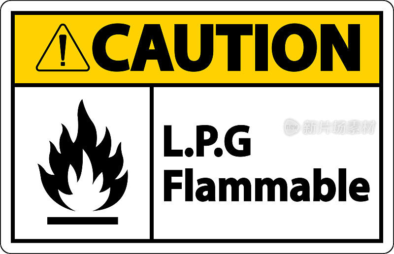 注意:白色背景的液化石油气易燃标志