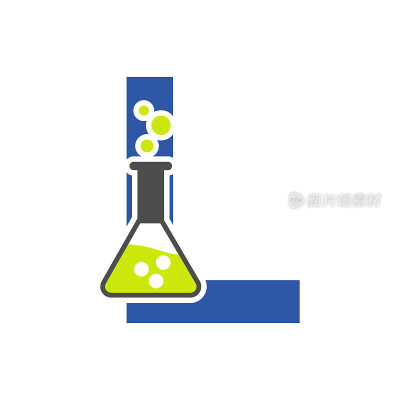 字母L实验室标志概念为科学，保健，医疗，实验室，化学和自然符号