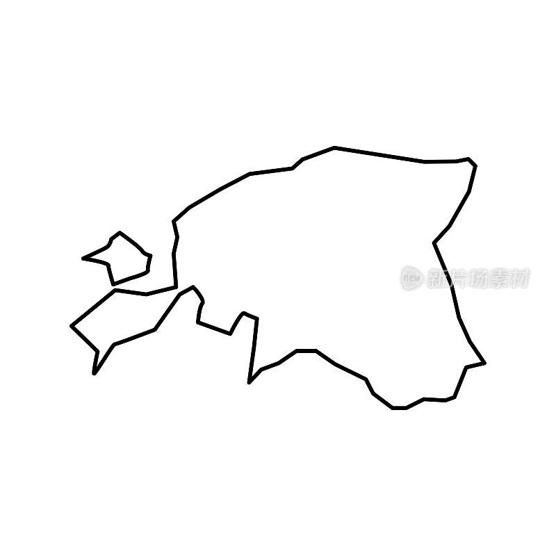爱沙尼亚的地图。爱沙尼亚线性风格。线性图标