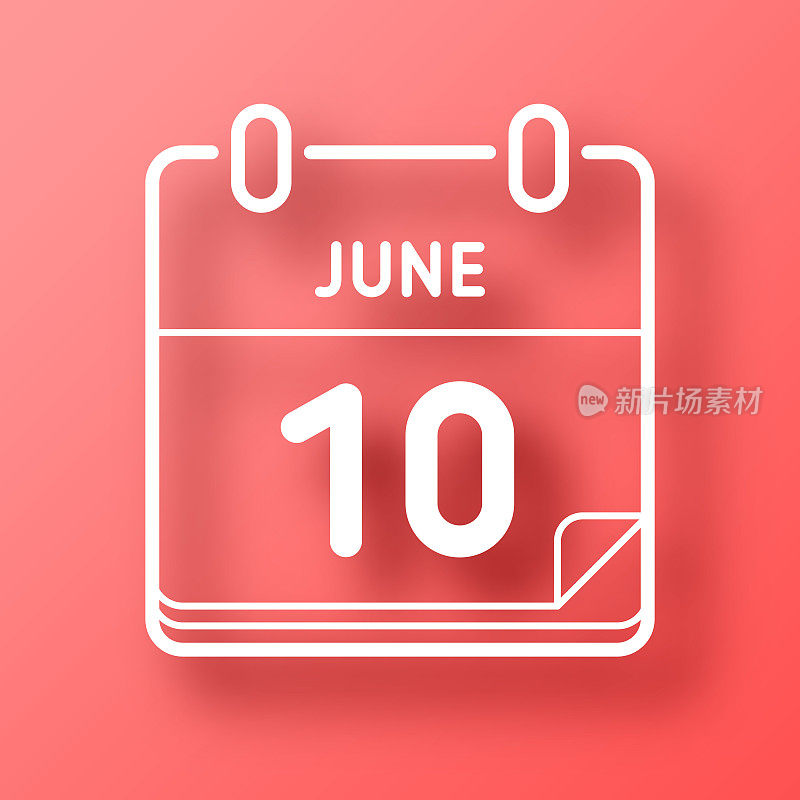 6月10日。图标在红色背景与阴影