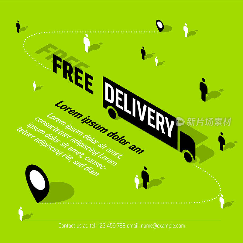 免费送货送货传单广告与汽车图标