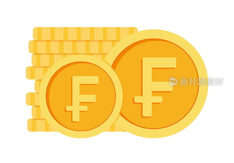 瑞士法郎硬币货币货币图标剪贴画为商业和金融在动画元素矢量插图