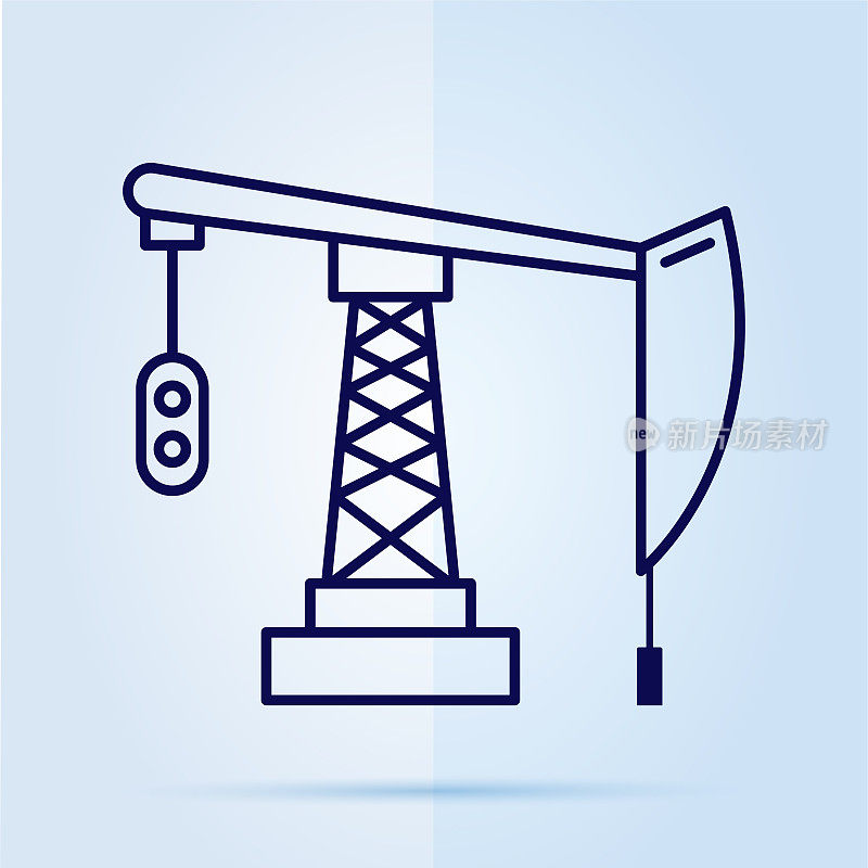 蓝色背景上的石油钻机图标。