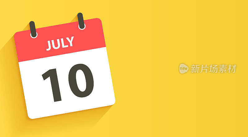 7月10日-平面设计风格的每日日历图标