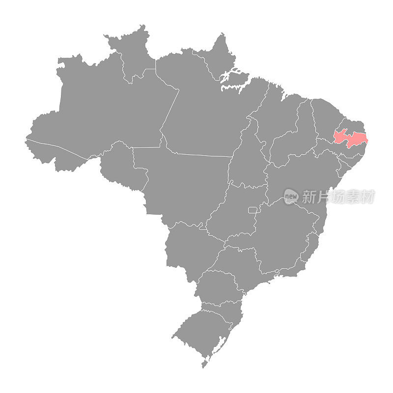 巴西Paraiba地图。矢量插图。