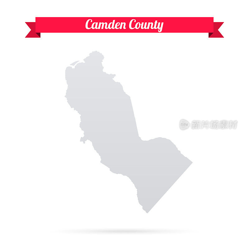 卡姆登县，新泽西州。白底红旗地图