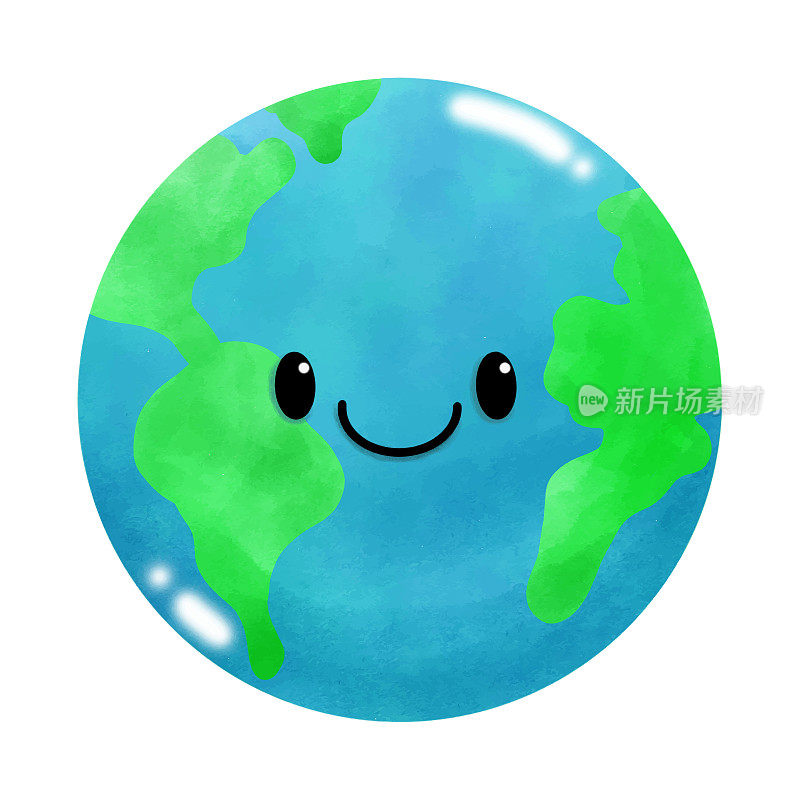 世界水彩情感元素，世界环境日，拯救世界，地球日，白色背景矢量插画