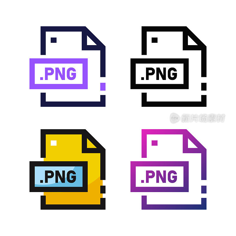 PNG文件图标设计在四个变化的颜色