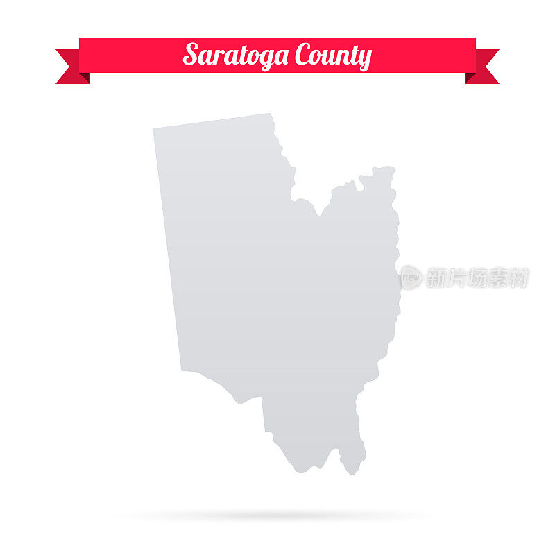 萨拉托加县，纽约。白底红旗地图