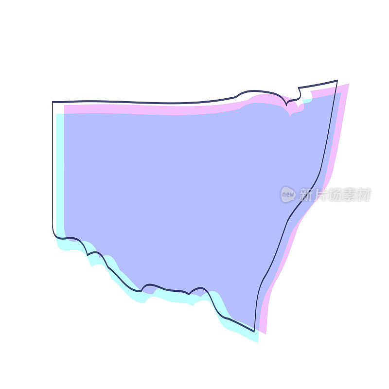 新南威尔士州地图手绘-紫色与黑色轮廓-时尚的设计