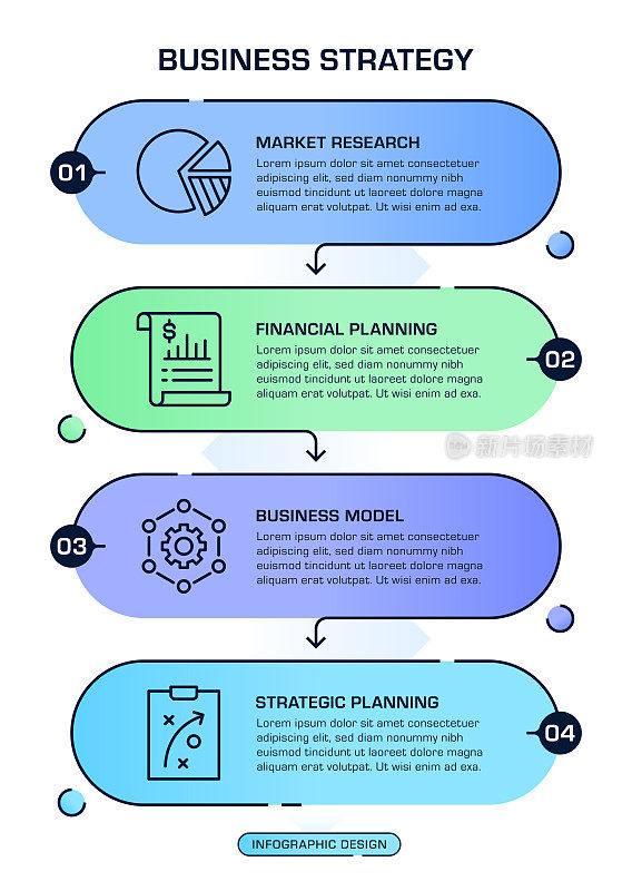 商业战略信息图表设计与可编辑的图标